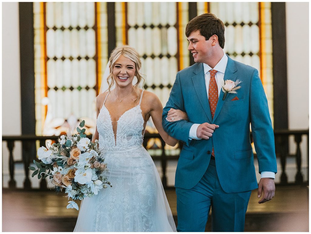 couple laughing after getting married