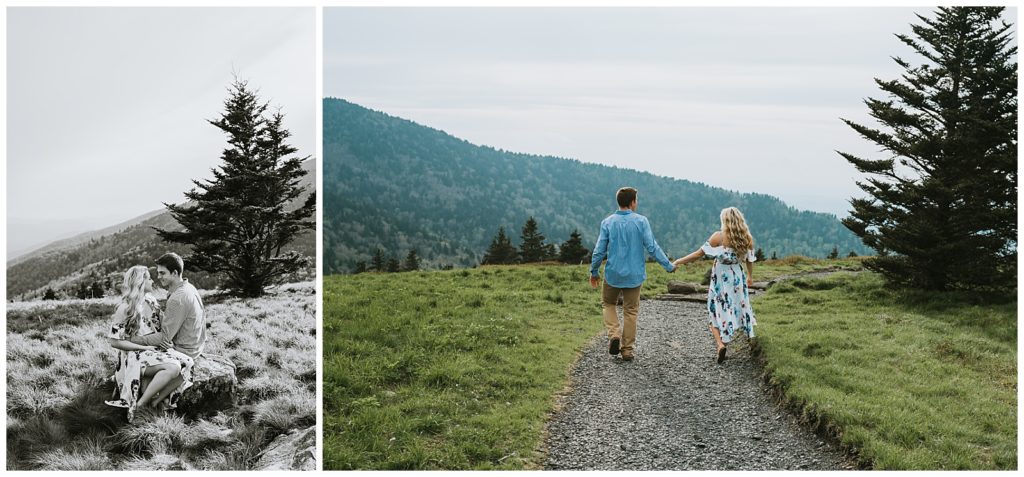 black and white photo of couple in the moutains