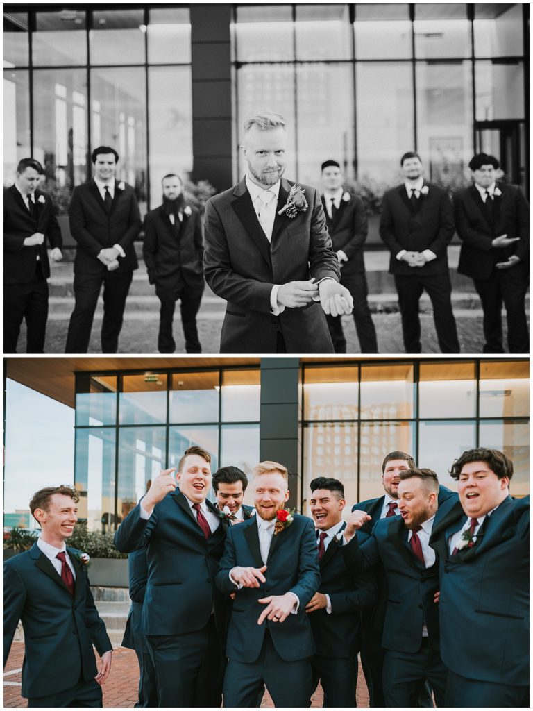 groomsmen portraits at the watson building