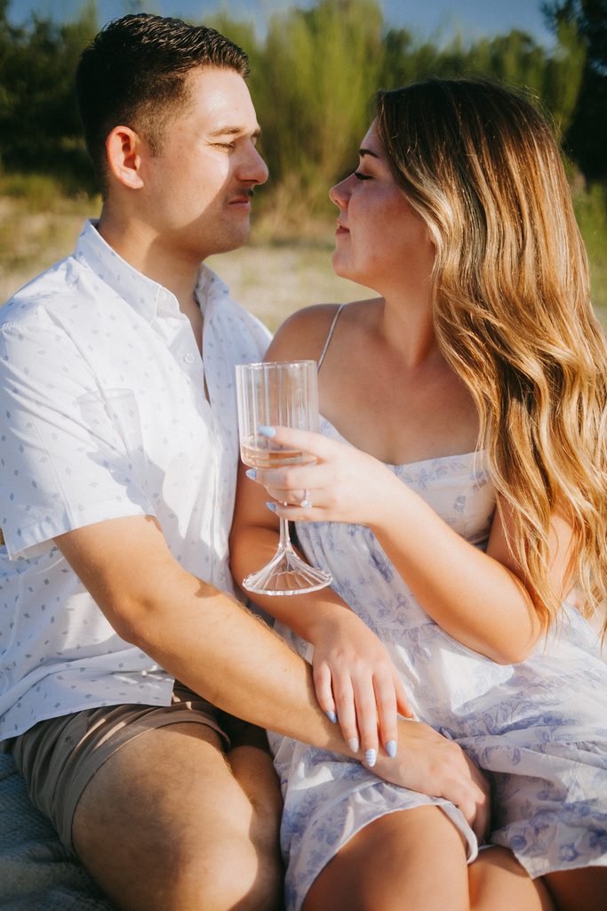 Candid moment between Hailey and Tanner during their Canyon Lake engagement photos