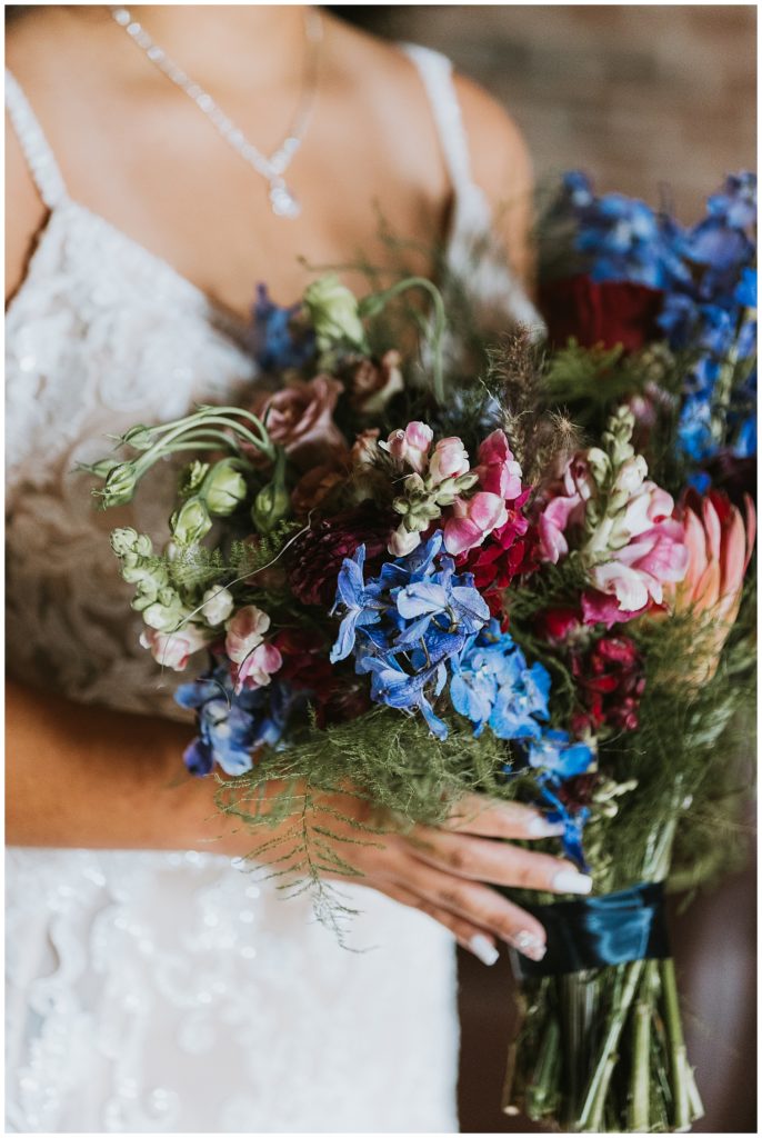 wedding bouquet with colorful flowers