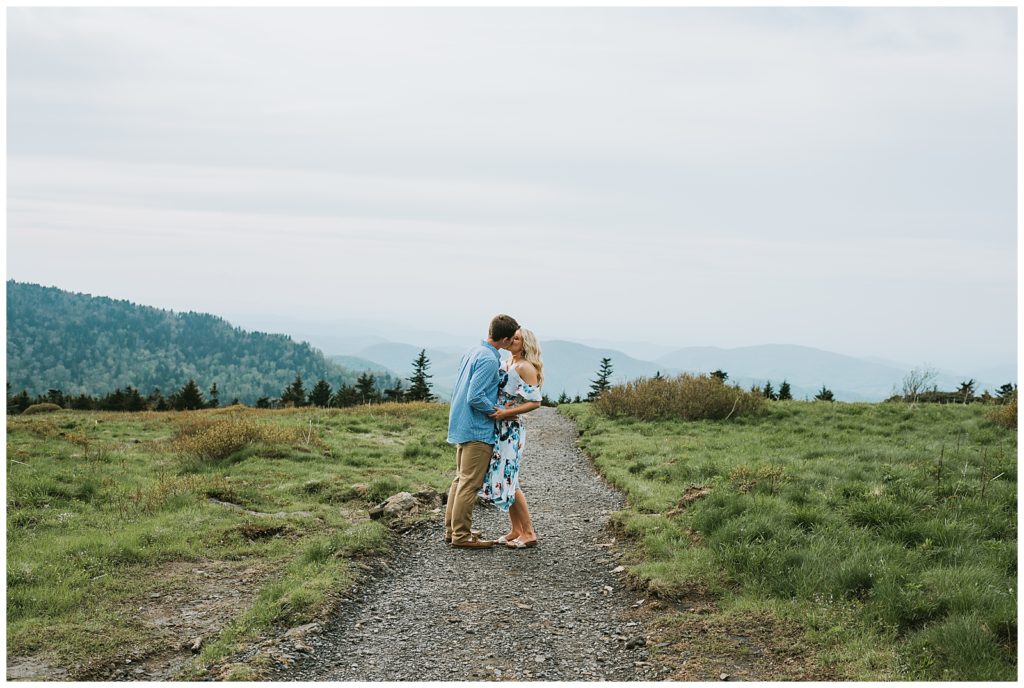 photo of couple on roan mountain for their engagement session