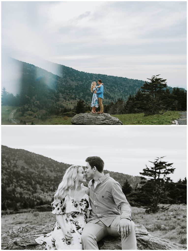 moody portraits of an engaged couple