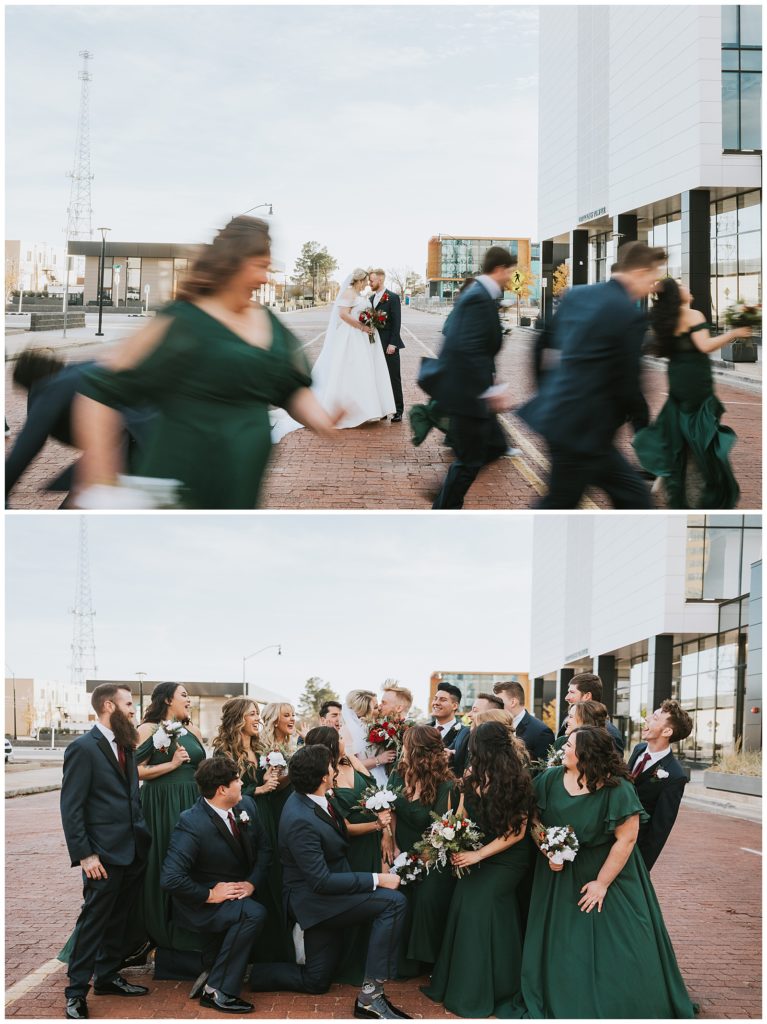 wedding party portraits in downtown lubbock